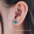vintage 925 sterling silver emerald earrings stud
